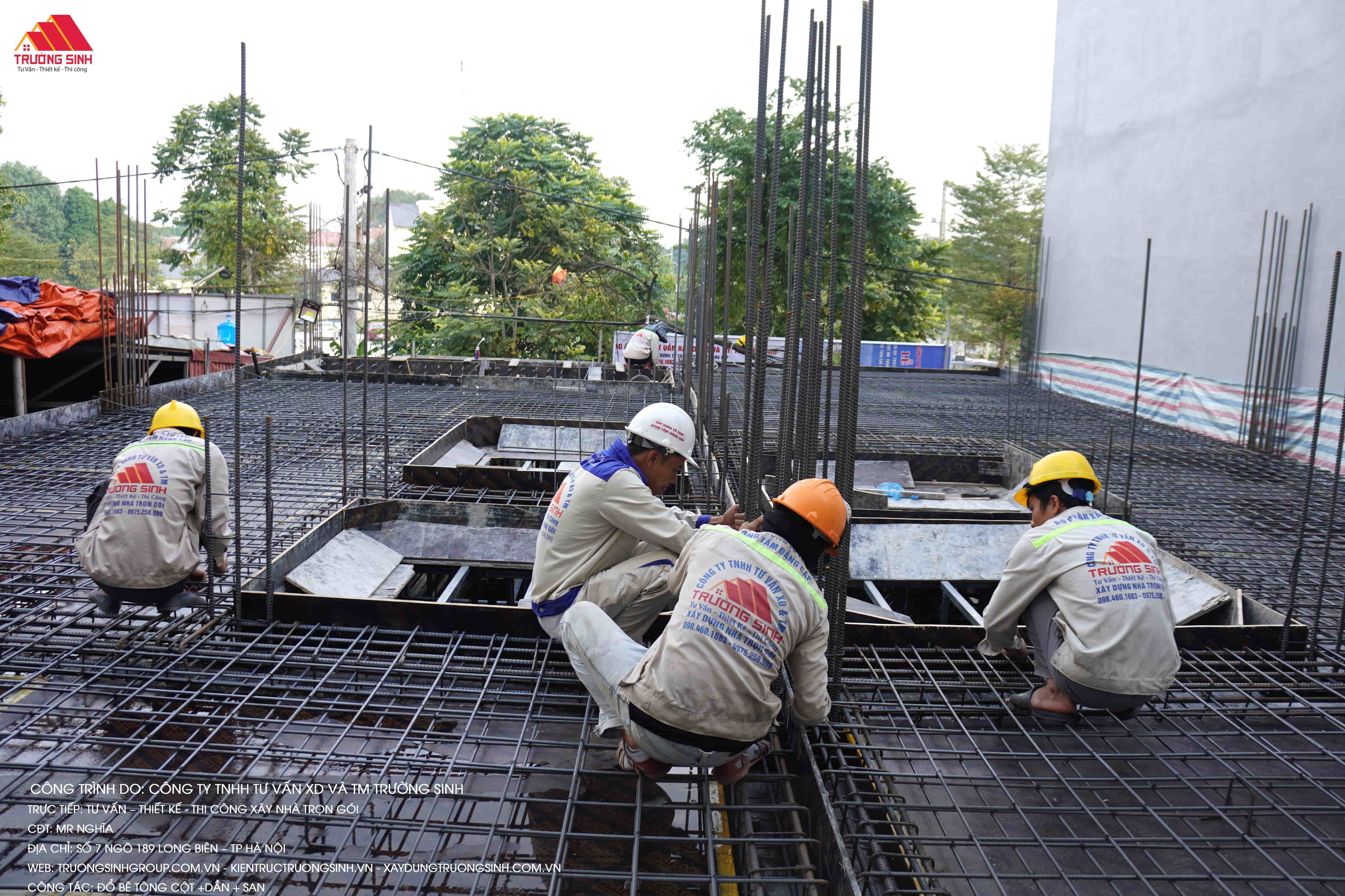 Công tác gia công, lắp dựng và buộc cốt thép hệ Cột – Dầm – Sàn theo đúng hồ sơ thiết kế 